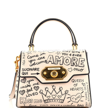 Dolce & Gabbana Welcome Top Handle Bag Printed Leather Small