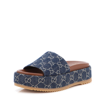 Gucci Women's Angelina Platform Slide Sandals GG Denim