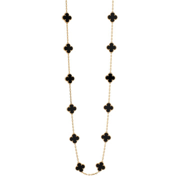 Van Cleef & Arpels Vintage Alhambra 20 Motifs Necklace 18K Yellow Gold and Onyx