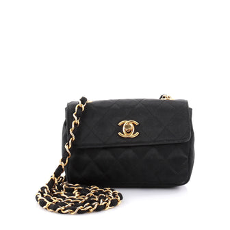 Chanel Vintage CC Chain Flap Bag Quilted Satin Extra Black 2256901