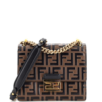 Fendi Kan U Shoulder Bag Zucca Embossed Leather Small