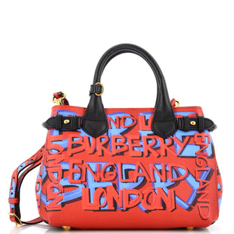 Burberry Banner Tote Printed Leather Small Red