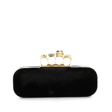 Alexander McQueen Knuckle Box Clutch Velvet Long Black 2257401