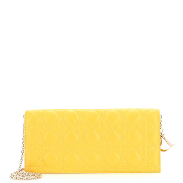 Christian Dior Lady Dior Convertible Chain Clutch Cannage Quilt Leather Long