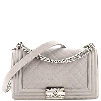 Chanel Boy Flap Bag Quilted Caviar Old Medium Gray 2257782
