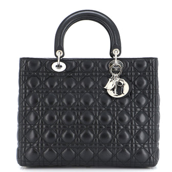 Christian Dior Vintage Lady Dior Bag Cannage Quilt Lambskin Large
