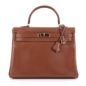 Hermes Kelly Ghillies Handbag Brown Tadelakt with Gold 2258001