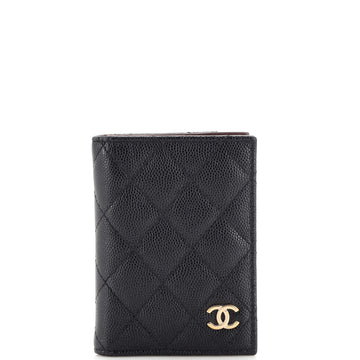 Chanel CC Bi-Fold Card Case Quilted Caviar