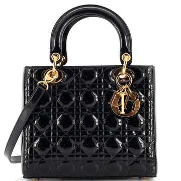 Christian Dior Lady Dior Bag Cannage Quilt Patent Medium