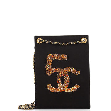 Chanel CC No.5 Shoulder Bag Sequin Embellished Satin Small