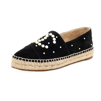 Chanel Women's CC Cap Toe Espadrilles Embellished Suede