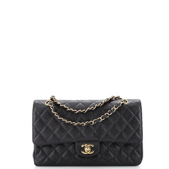 Chanel Vintage Classic Double Flap Bag Quilted Caviar Medium