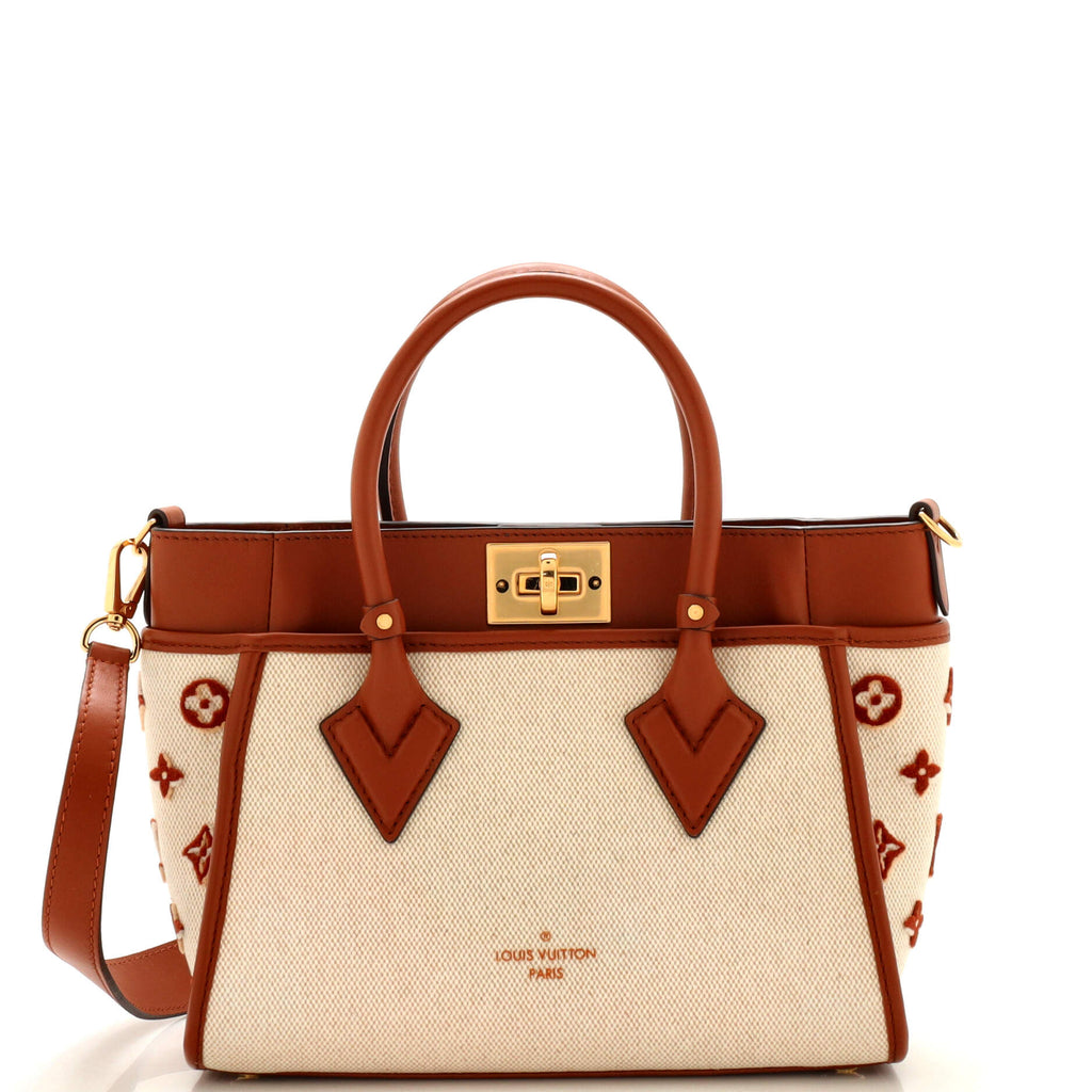 Louis Vuitton Beige Leather and Monogram Canvas on My Side mm Bag