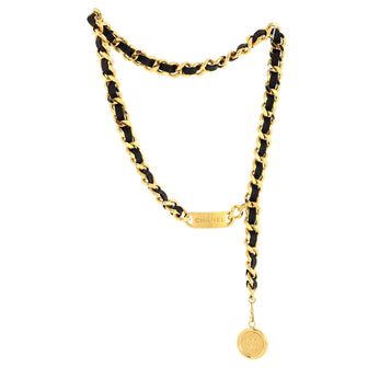 Chanel Vintage Medallion Chain Belt Metal and Leather