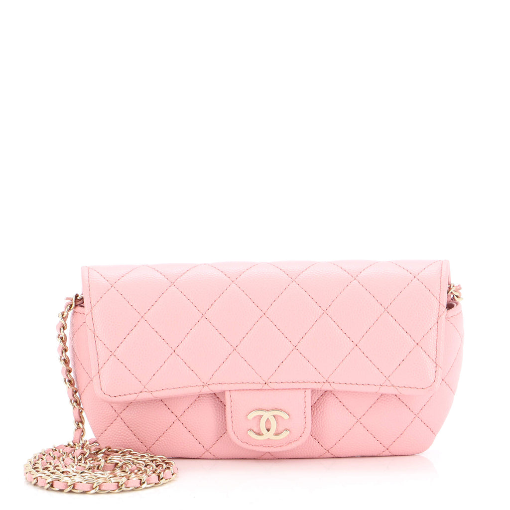 Chanel Classic Sunglasses Case with Chain Quilted Caviar Pink 22582485