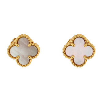 Van Cleef & Arpels Sweet Alhambra Stud Earrings 18K Yellow Gold and Mother of Pearl