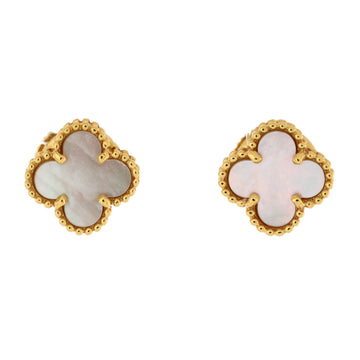 Van Cleef & Arpels Sweet Alhambra Stud Earrings 18K Yellow Gold and Mother of Pearl