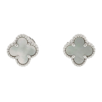 Van Cleef & Arpels Sweet Alhambra Stud Earrings 18K Yellow Gold and Mother of Pearl
