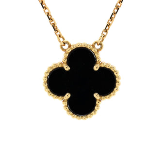 Van Cleef & Arpels Vintage Alhambra Pendant Necklace 18K Yellow Gold and Onyx