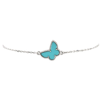 Van Cleef & Arpels Sweet Alhambra Butterfly Bracelet 18K White Gold and Turquoise