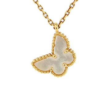 Van Cleef & Arpels Sweet Alhambra Butterfly Pendant Necklace 18K Yellow Gold and Mother of Pearl