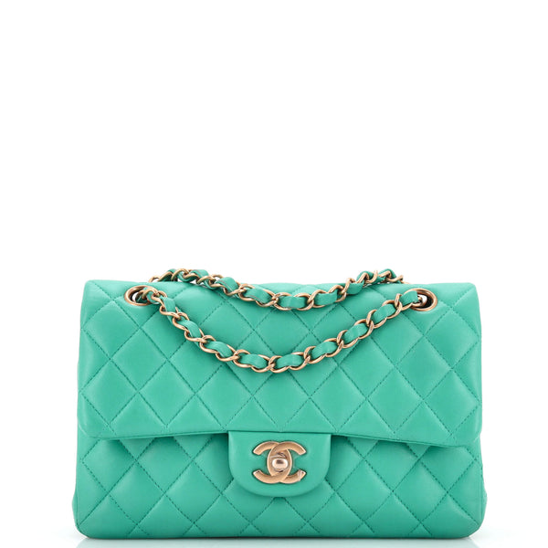 Chanel Classic Double Flap Bag Quilted Lambskin Small Blue