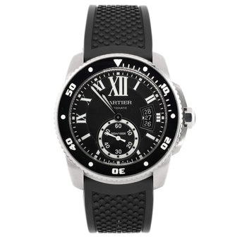 Cartier Calibre de Cartier Automatic Watch Stainless Steel and Rubber with Ceramic 42