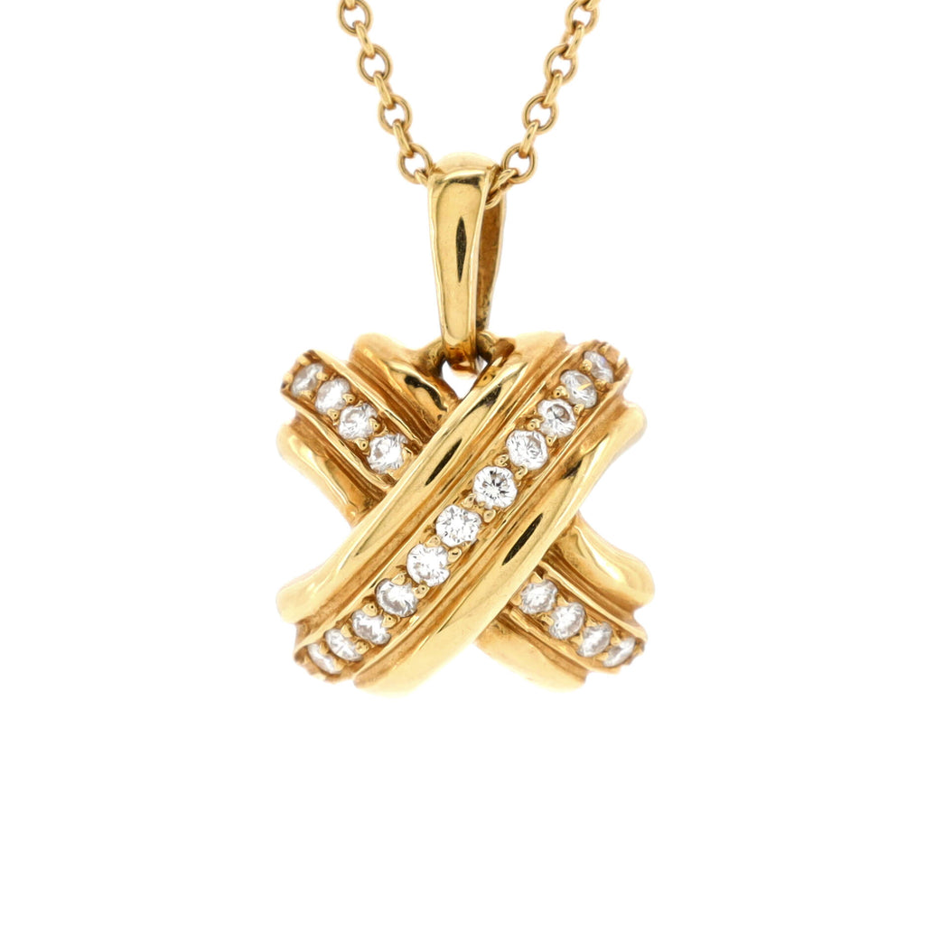 Tiffany & Co. Atlas® X Pendant in Rose Gold with Diamonds, Large Necklaces  | Heathrow Reserve & Collect