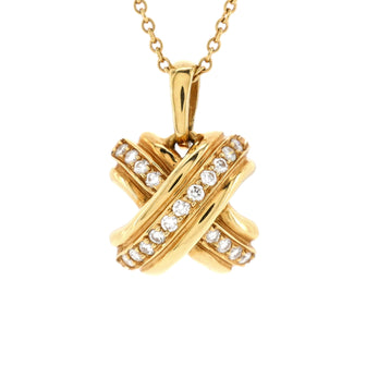 Tiffany & Co. Signature X Pendant Necklace 18K Yellow Gold with Diamonds