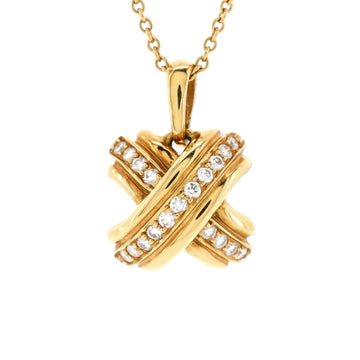 Tiffany & Co. Signature X Pendant Necklace 18K Yellow Gold with Diamonds