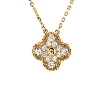 Van Cleef & Arpels Vintage Alhambra Pendant Necklace 18K Yellow Gold and Diamonds
