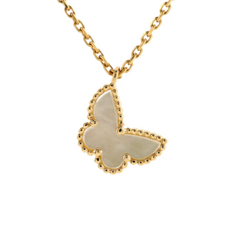 Van Cleef & Arpels Sweet Alhambra Butterfly Pendant Necklace 18K Yellow Gold and Mother of Pearl