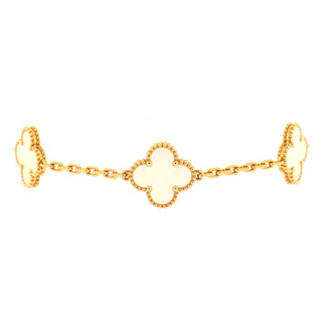 Van Cleef & Arpels Vintage Alhambra 5 Motifs Bracelet 18K Yellow Gold and Mother of Pearl