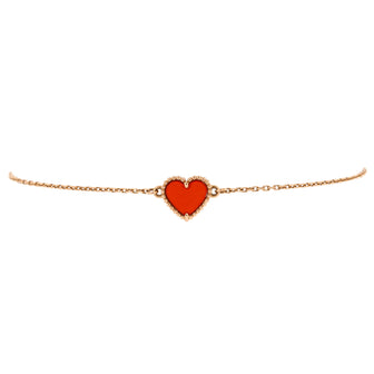 Sweet Alhambra Heart Bracelet 18K Rose Gold with Carnelian