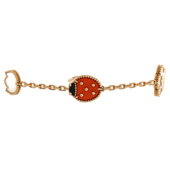 Van Cleef & Arpels Lucky Spring 5 Motifs Bracelet 18K Rose Gold and Mother of Pearl