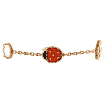 Van Cleef & Arpels Lucky Spring 5 Motifs Bracelet 18K Rose Gold and Mother of Pearl