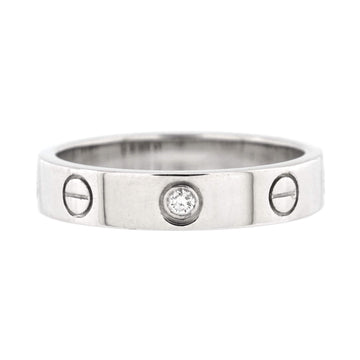 Cartier Love Wedding Band 1 Diamond Ring 18K White Gold with Diamond