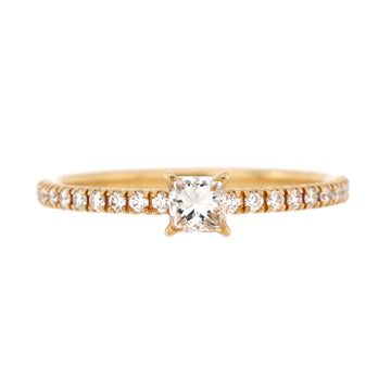 Cartier Etincelle de Cartier Ring 18K Rose Gold with Princess Cut Diamond and Pave Diamonds