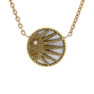 Christian Dior Rose Celeste Pendant Necklace 18K Yellow Gold and 18K White Gold with Diamond, Onyx, and Mother of Pearl
