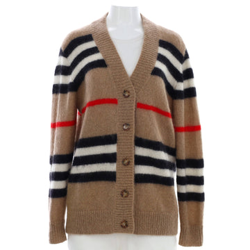 Burberry Women's Striped V-Neck Button Cardigan Mohair Blend