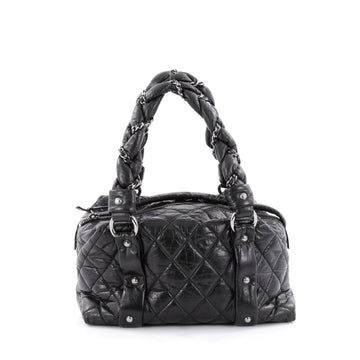 Chanel Lady Braid Bowler Bag Quilted Leather Small Black