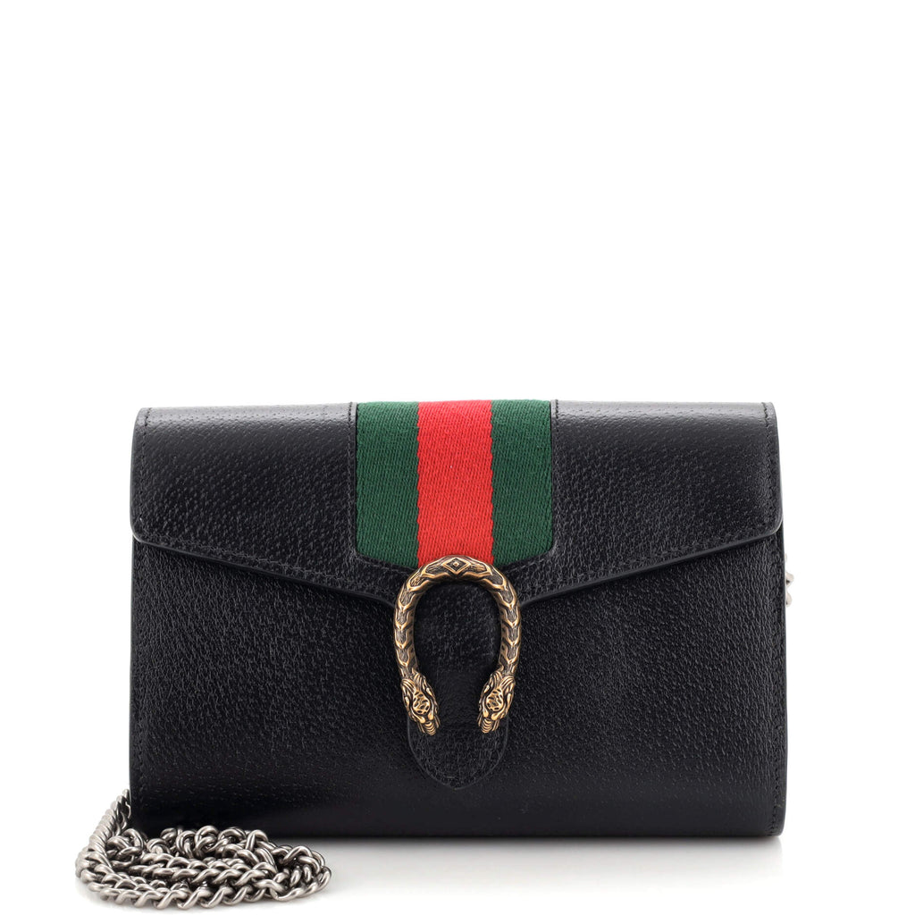 Gucci Dionysus Web Chain Wallet Leather Small Black 2259311