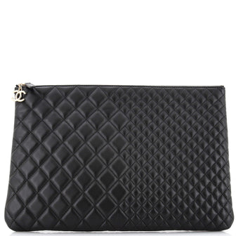 Chanel O Case Clutch Quilted Lambskin Large