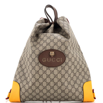 Gucci Neo Vintage Drawstring Backpack GG Coated Canvas Large