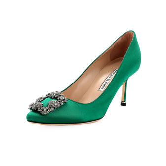 Manolo Blahnik Women's Hangisi Pumps Satin 70