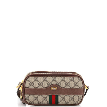 Gucci Ophidia Triple Zip Crossbody Bag GG Coated Canvas Mini