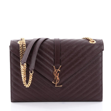 Saint Laurent Classic Monogram Satchel Matelasse Chevron Leather Large Red 2259602