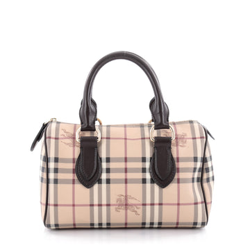 Burberry Chester Satchel Haymarket Coated Canvas Brown Small 2259802