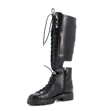 Valentino Garavani Women's Soul Rockstud Split Knee High Boots Leather