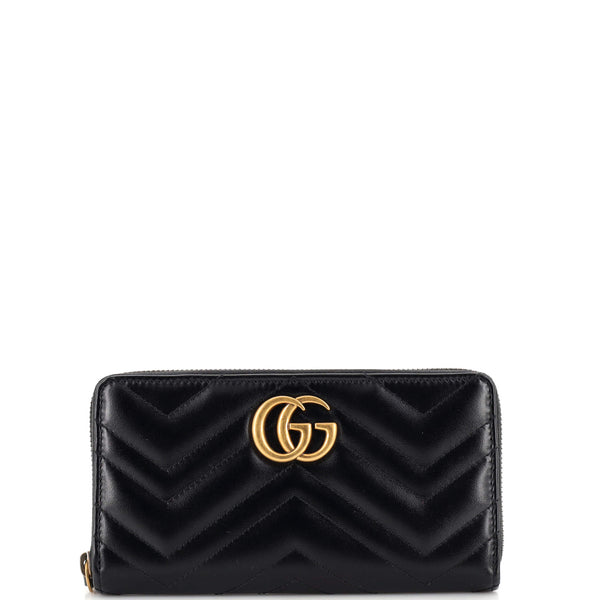 Gucci GG Marmont Zip Around Wallet Matelasse Leather Black 2260191